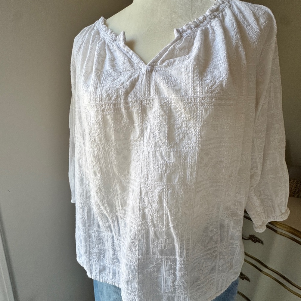J. Jill White Textured Blouse